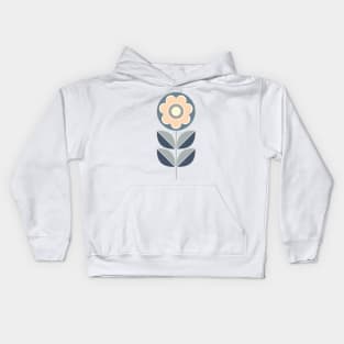 Retro Geometric Flower 5 in Blue, Grey and Peach Kids Hoodie